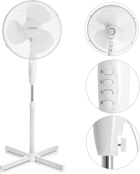 16" Pedestal Fan - White