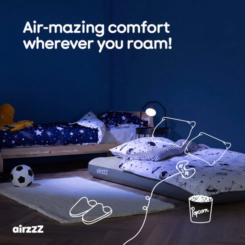 airzzZ Inflatable Flocked Airbed - Quick Inflation & Deflation - Grey Double