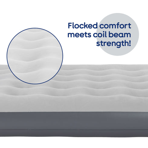 airzzZ Inflatable Flocked Airbed - Quick Inflation & Deflation - Grey Double