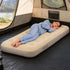 airzzZ Inflatable Flocked Airbed - Quick Inflation & Deflation - Beige Single