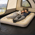 airzzZ Inflatable Flocked Airbed - Quick Inflation & Deflation - Beige Double