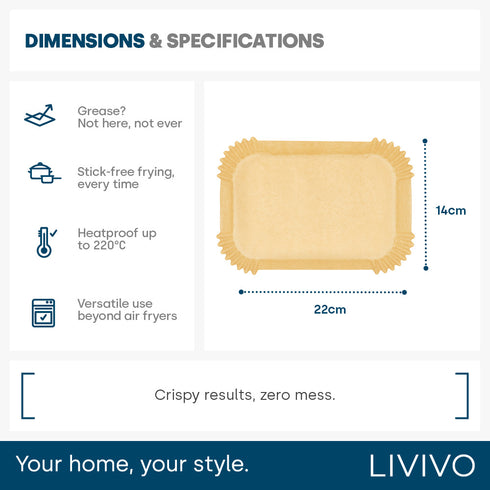 100 Disposable Air Fryer Liners - Rectangular