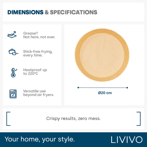 100 Disposable Air Fryer Liners - Round