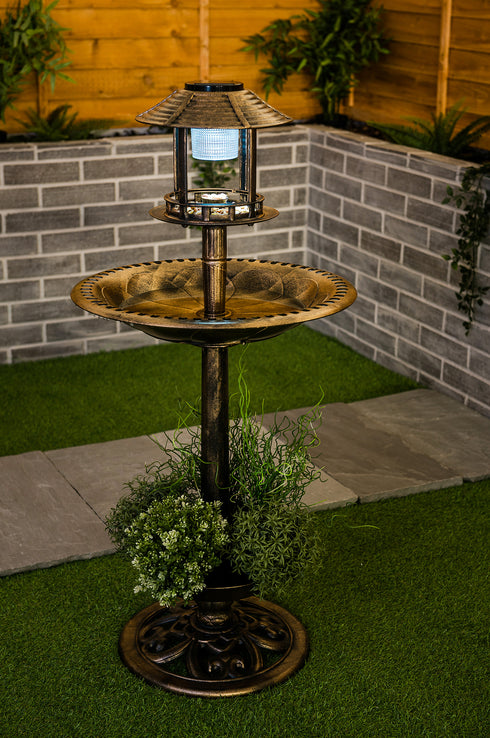 Bird Solar Light Bird Bath & Planter