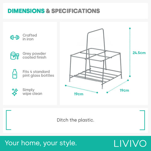 Wire Milk Bottle Holder - 4 BTL