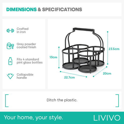 Dual-Handle Milk Bottle Holder - 4 BTL