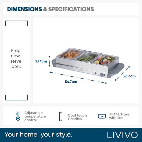 Buffet Server & Plate Warmer - 3 Tray
