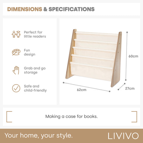 Childrens Bookcase - Cream