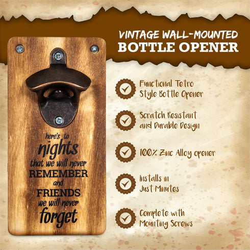 Wall Mounted Bottle Opener - Wooden