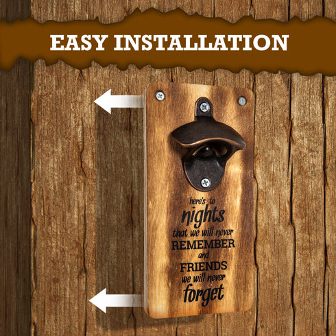 Wall Mounted Bottle Opener - Wooden