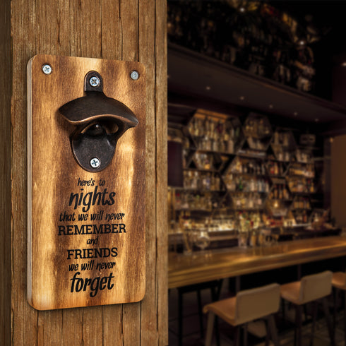 Wall Mounted Bottle Opener - Wooden