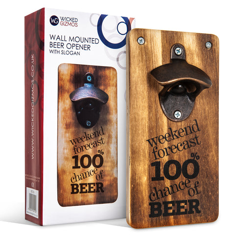 Wall Mounted Bottle Opener - Wooden