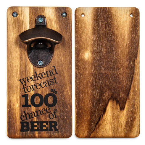 Wall Mounted Bottle Opener - Wooden
