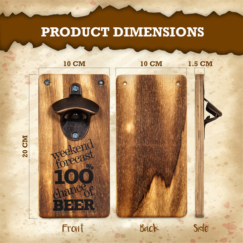 Wall Mounted Bottle Opener - Wooden