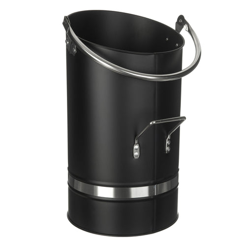 Ellipse Coal Bucket Heavy Duty Fireplace Hod with Nickel Handle