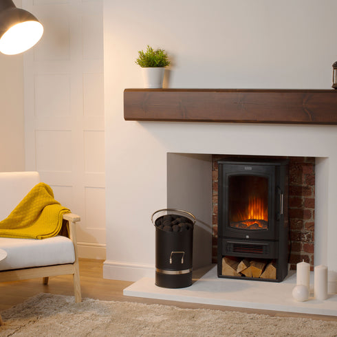 Ellipse Coal Bucket Heavy Duty Fireplace Hod with Nickel Handle