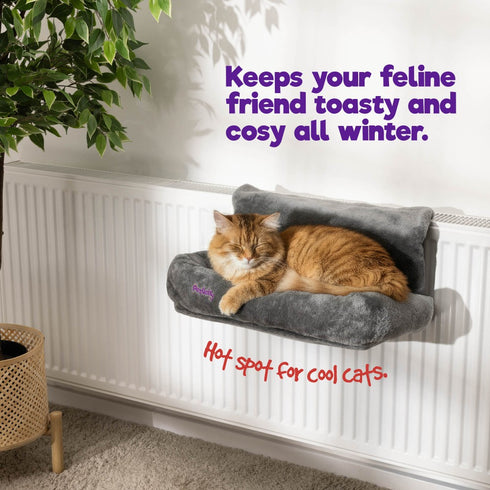 Snuggle Padded Cat Radiator Bed - Grey