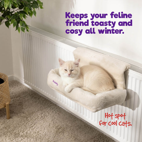 Snuggle Padded Cat Radiator Bed - Beige