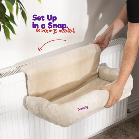 Snuggle Padded Cat Radiator Bed - Beige