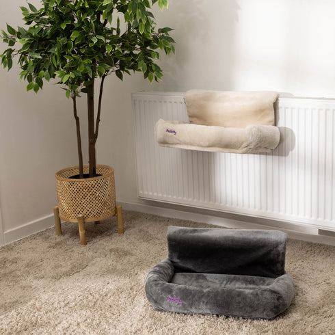Snuggle Padded Cat Radiator Bed - Beige