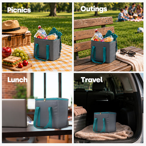 LIVIVO Insulated Cooler Bag with Free Freezer Block - 10L Capacity for Picnic Beach Travel