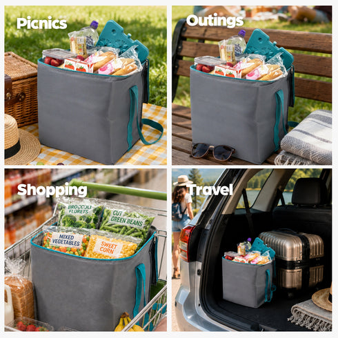 LIVIVO Insulated Cooler Bag with Free Freezer Block - 28L Capacity for Picnic Beach Travel