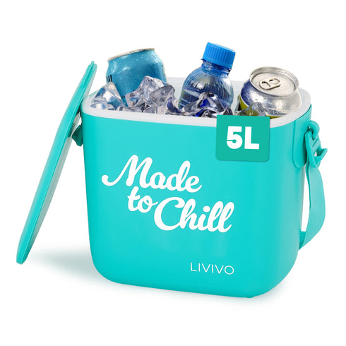LIVIVO Cool Box 5L Lightweight Portable Foam Insulation Carrying Strap - Turquoise