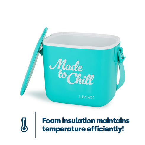 LIVIVO Cool Box 5L Lightweight Portable Foam Insulation Carrying Strap - Turquoise