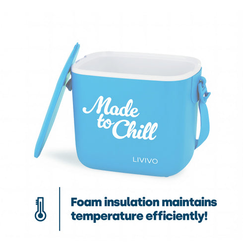 LIVIVO Cool Box 5L Lightweight Portable Foam Insulation Carrying Strap - Blue