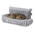 Petlicity Snuggle Padded Cat Radiator Bed 56x35x25cm - Striped Faux Fur - Grey