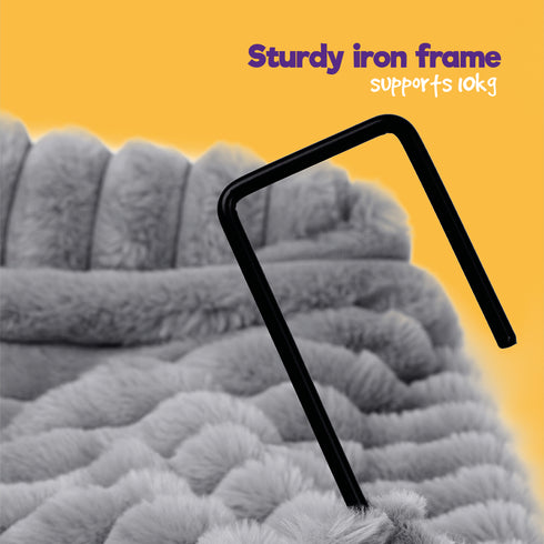 Petlicity Snuggle Padded Cat Radiator Bed 56x35x25cm - Striped Faux Fur - Grey