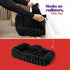 Petlicity Snuggle Padded Cat Radiator Bed 56x35x25cm - Striped Faux Fur - Black