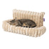 Petlicity Snuggle Padded Cat Radiator Bed 56x35x25cm - Striped Faux Fur - Beige