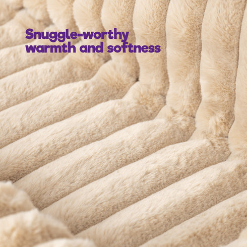 Petlicity Snuggle Padded Cat Radiator Bed 56x35x25cm - Striped Faux Fur - Beige
