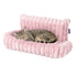 Petlicity Snuggle Padded Cat Radiator Bed 56x35x25cm - Striped Faux Fur - Pink