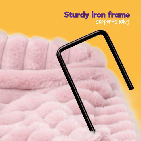Petlicity Snuggle Padded Cat Radiator Bed 56x35x25cm - Striped Faux Fur - Pink
