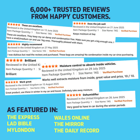 Hillington Reusable Car Dehumidifier Bags 2 x 250g - Activated Carbon