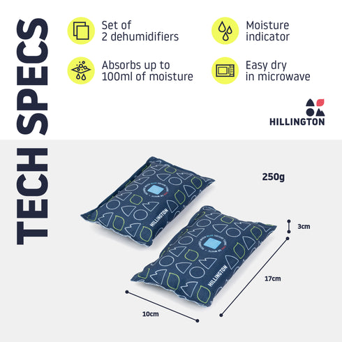 Hillington Reusable Car Dehumidifier Bags 2 x 250g - Activated Carbon