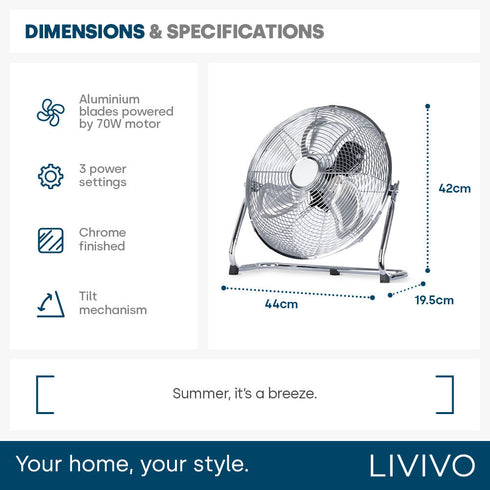 Chrome Floor Fan - 14"