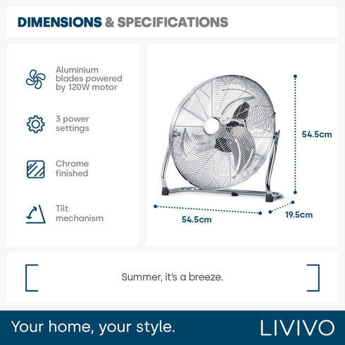 Chrome Floor Fan - 18"