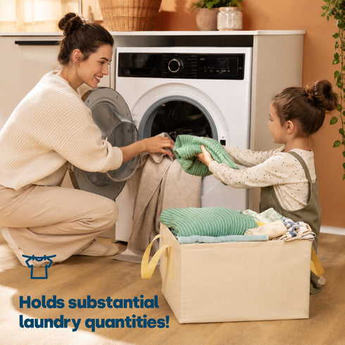 Livivo Collapsible Fabric Laundry Storage Bag 2-Pack - Space-Saving Organization Solution - Beige
