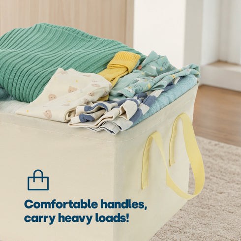 Livivo Collapsible Fabric Laundry Storage Bag 2-Pack - Space-Saving Organization Solution - Beige