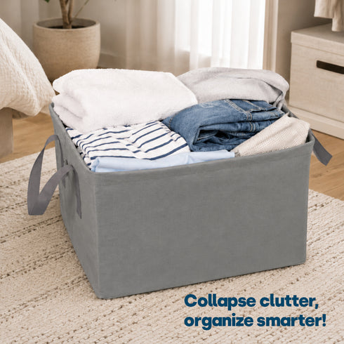 Livivo Collapsible Fabric Laundry Storage Bag 2-Pack - Space-Saving Organization Solution - Grey