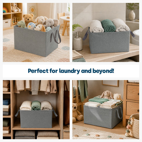 Livivo Collapsible Fabric Laundry Storage Bag 2-Pack - Space-Saving Organization Solution - Grey
