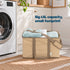 Collapsible Fabric Laundry Storage Basket with Carrying Strap - 45L Foldable Hamper Beige