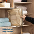 Collapsible Fabric Laundry Storage Basket with Carrying Strap - 45L Foldable Hamper Beige