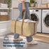 Collapsible Fabric Laundry Storage Basket with Carrying Strap - 45L Foldable Hamper Beige