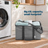 Collapsible Fabric Laundry Storage Basket with Carrying Strap - 45L Foldable Hamper Grey