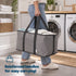Collapsible Fabric Laundry Storage Basket with Carrying Strap - 45L Foldable Hamper Grey