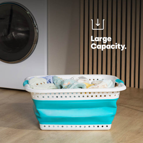 Foldaway Laundry Basket - Turquoise